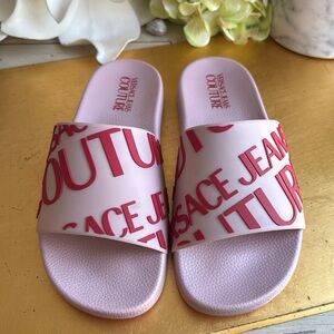Versace Jeans Couture Slide Pool Sandals in Pink and Red